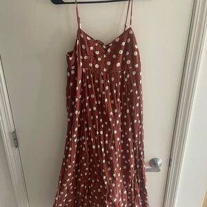 Abercrombie & Fitch Rust Brown Polka Dot Maxi Dress